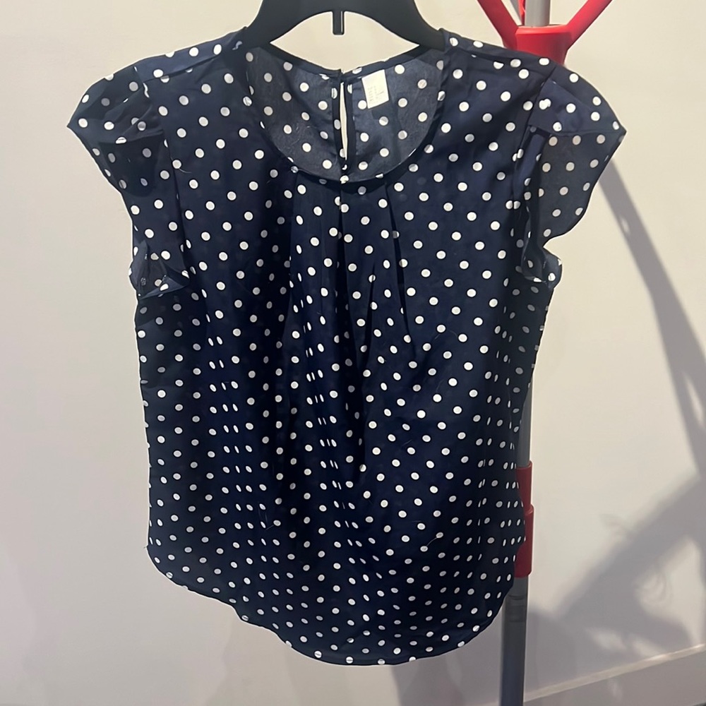 Milumia Women's Elegant Polka Dots Print Cap Sleeve Keyhole Back Work Blouse Top